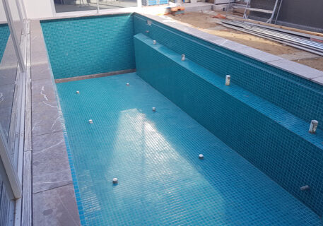 synergy pool and spa concrete empty